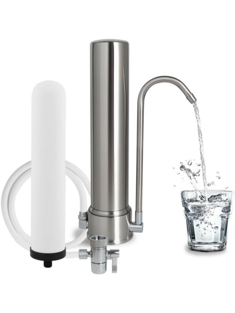 5-Stage Stainless Steel Countertop Water Filter System - Reduces Lead, Chlorine